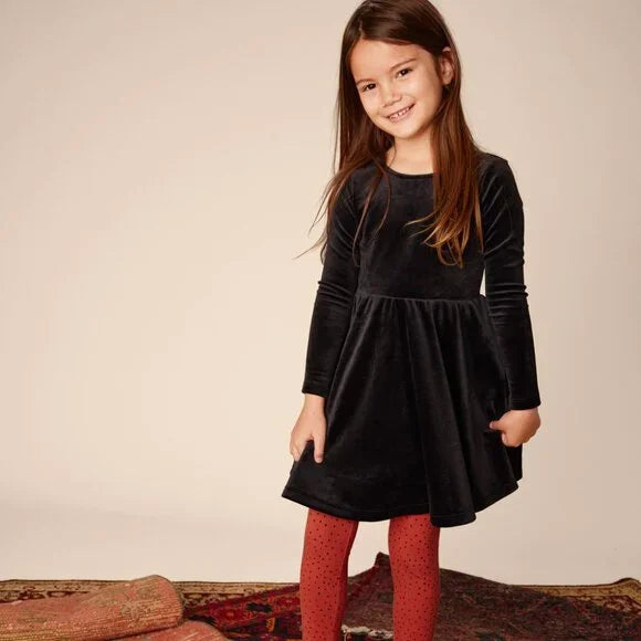 Velour Ballet Dress - Jet Black by Tea Collection - FINAL SALE