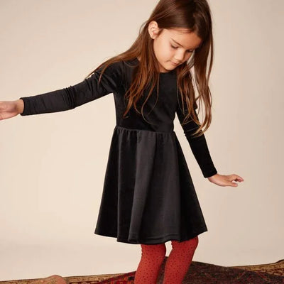 Velour Ballet Dress - Jet Black by Tea Collection - FINAL SALE