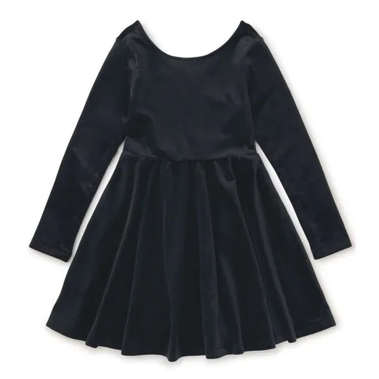 Velour Ballet Dress - Jet Black by Tea Collection - FINAL SALE