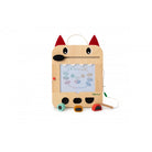 Wooden toy with animal design on a white background