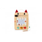 Wooden toy with fox design on a white background