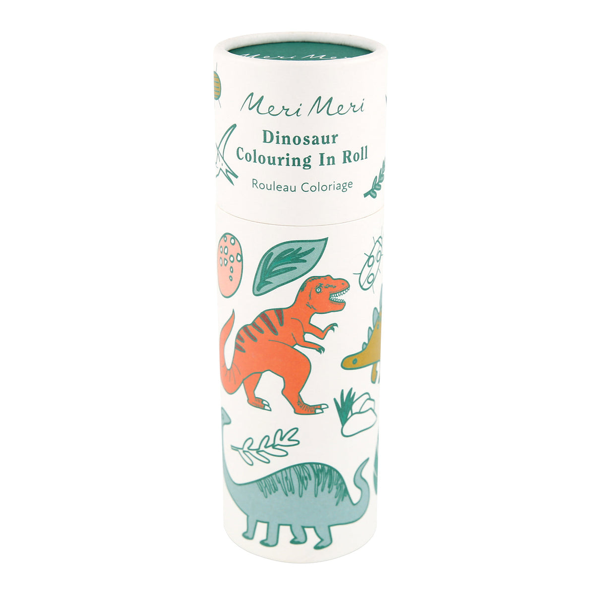Meri Meri dinosaur-themed colouring roll on a white background