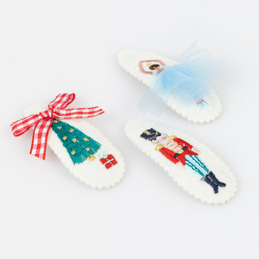 Decorative Christmas-themed coasters with a Nutcracker design on a white background