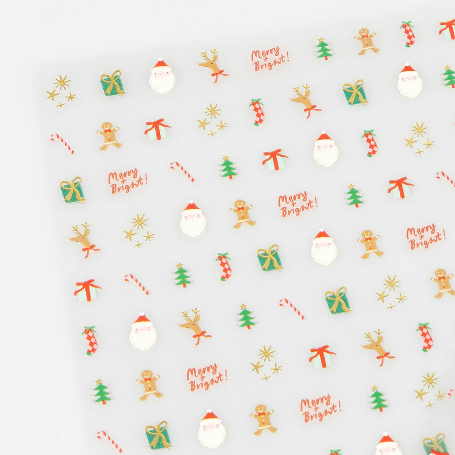 Christmas-themed pattern with small icons and text on a light gray background