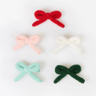 Knitted Bow Hair Clips by Meri Meri EU, crafted from a soft textured cotton yarn in an assorted set of cheerful colors.