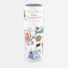 Pirate-themed colouring roll with Meri Meri branding on a white background