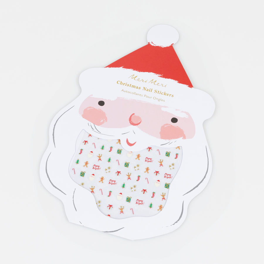 Christmas nail stickers with a Santa Claus design on a white background