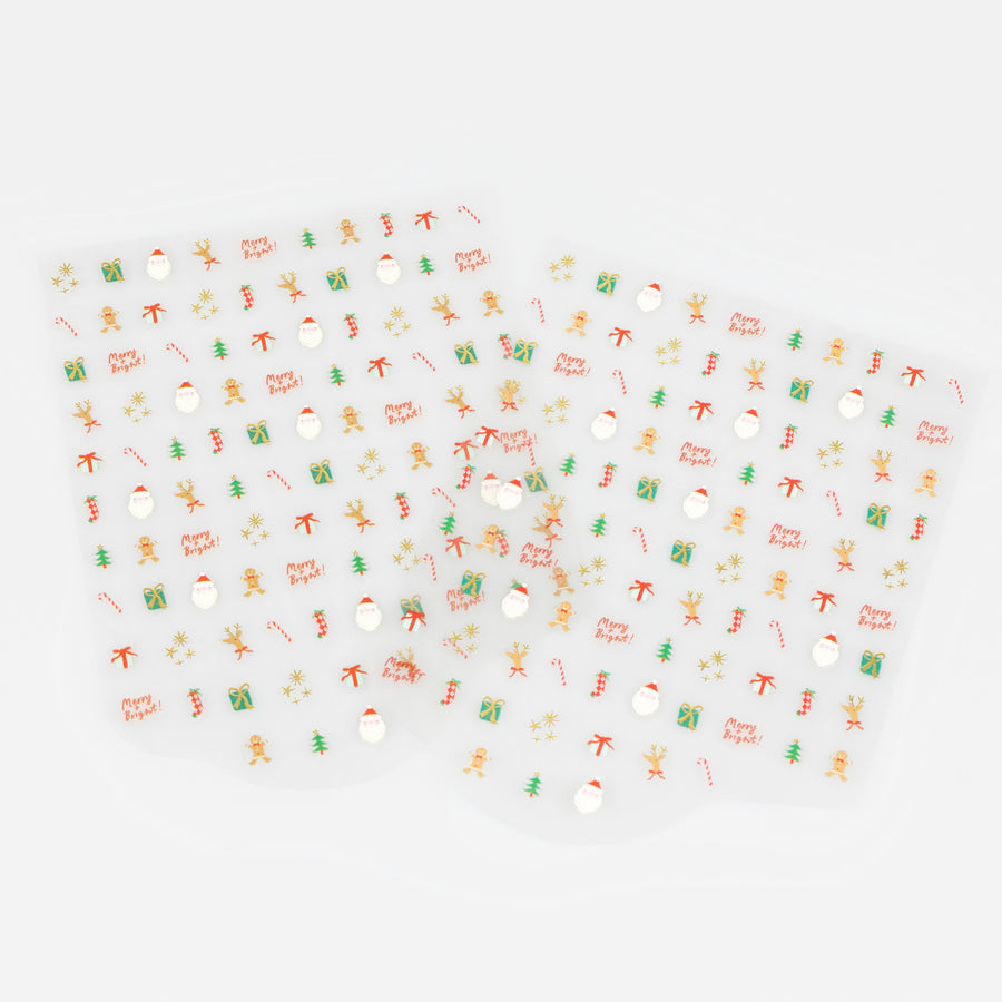 Small Christmas-themed icons scattered on a white background