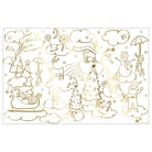 Gold Christmas-themed illustrations on a white background