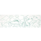 Outline of a prehistoric scene with dinosaurs and plants on a white background