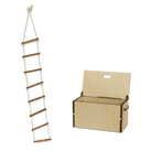 Cardboard box with a ladder attached on a white background