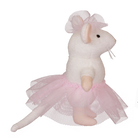 Plush mouse toy in a pink ballet outfit on a white background