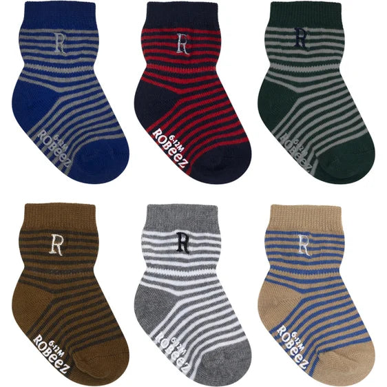 6 Pack Socks - Striped Monograms by Robeez