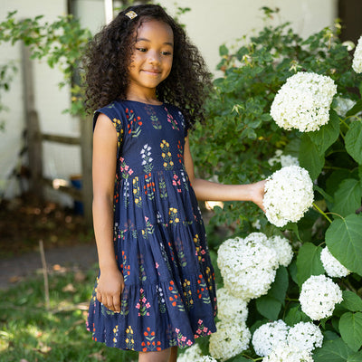 Peachy Dress - Navy Field Floral by Pink Chicken