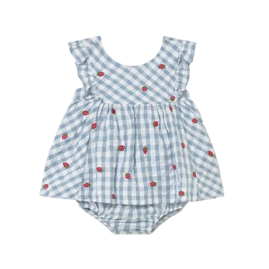 Baby Gingham Strawberry Dress with Bloomers - Lagoon by Mayoral