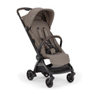 Brown stroller with black frame on a white background