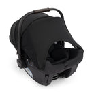 Black baby car seat on a white background