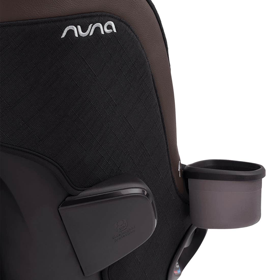 Nuna car seat with cup holder on a white background