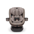 Gray baby car seat with cup holders on a white background