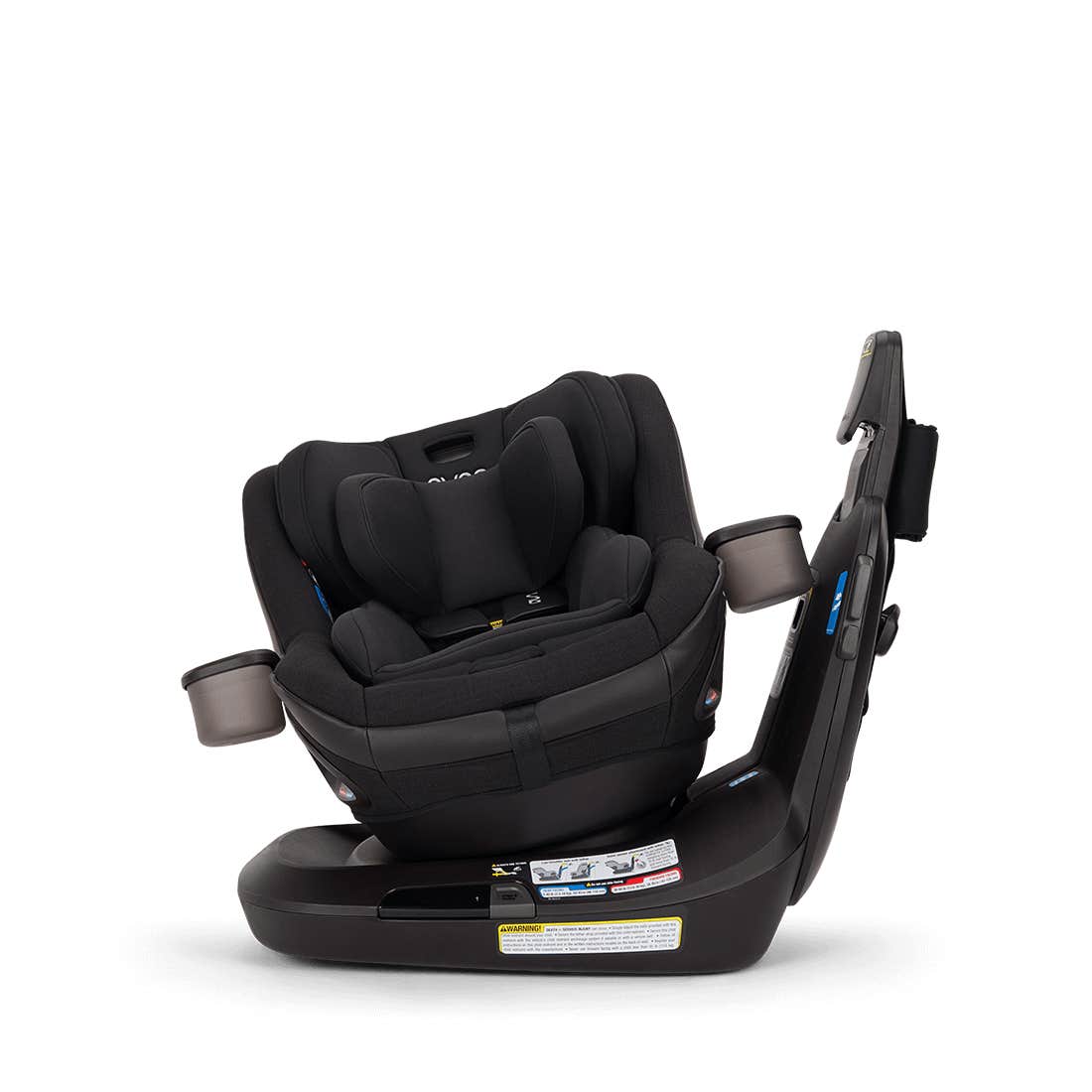 Black car seat with base on a white background