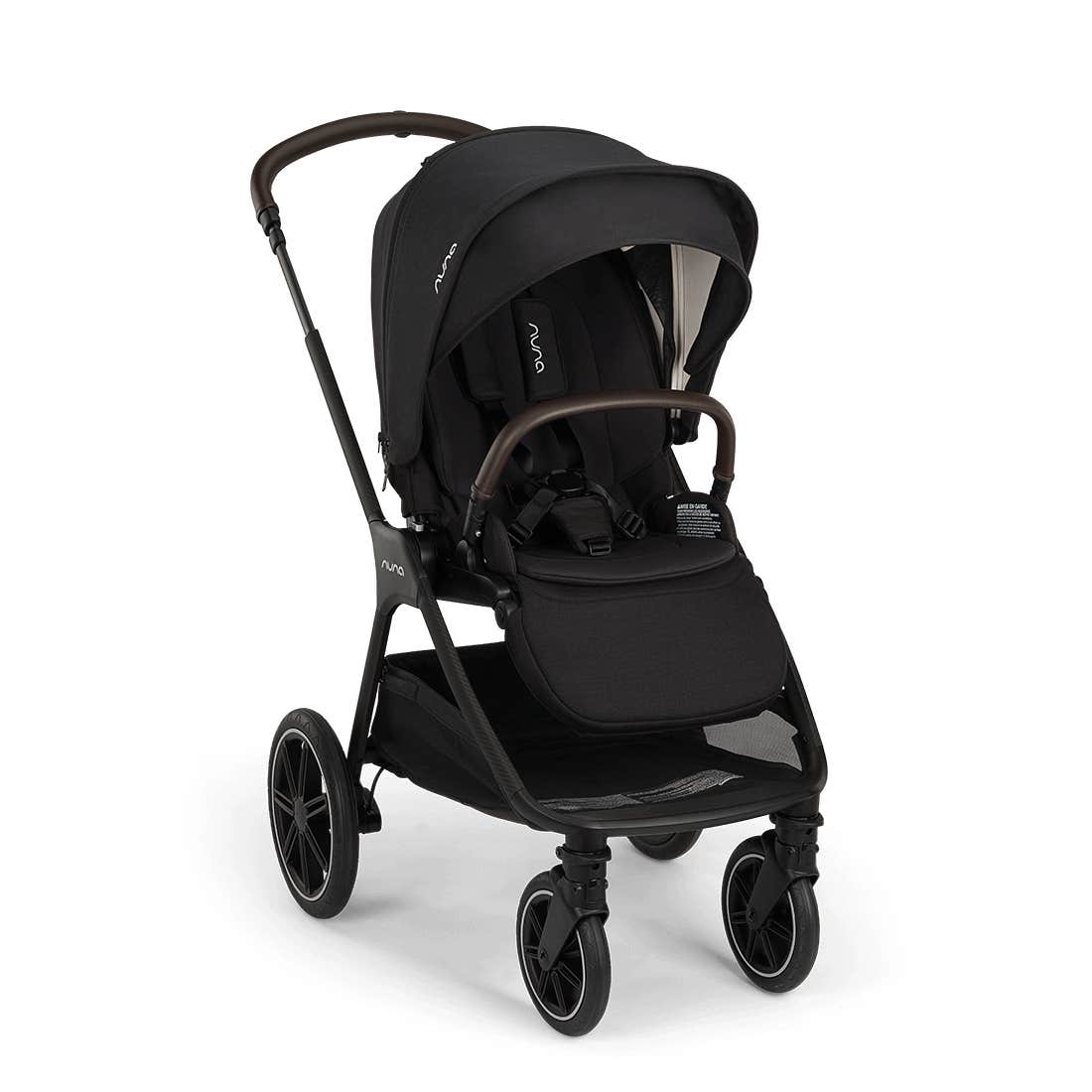 Black stroller with Nuna branding on a white background