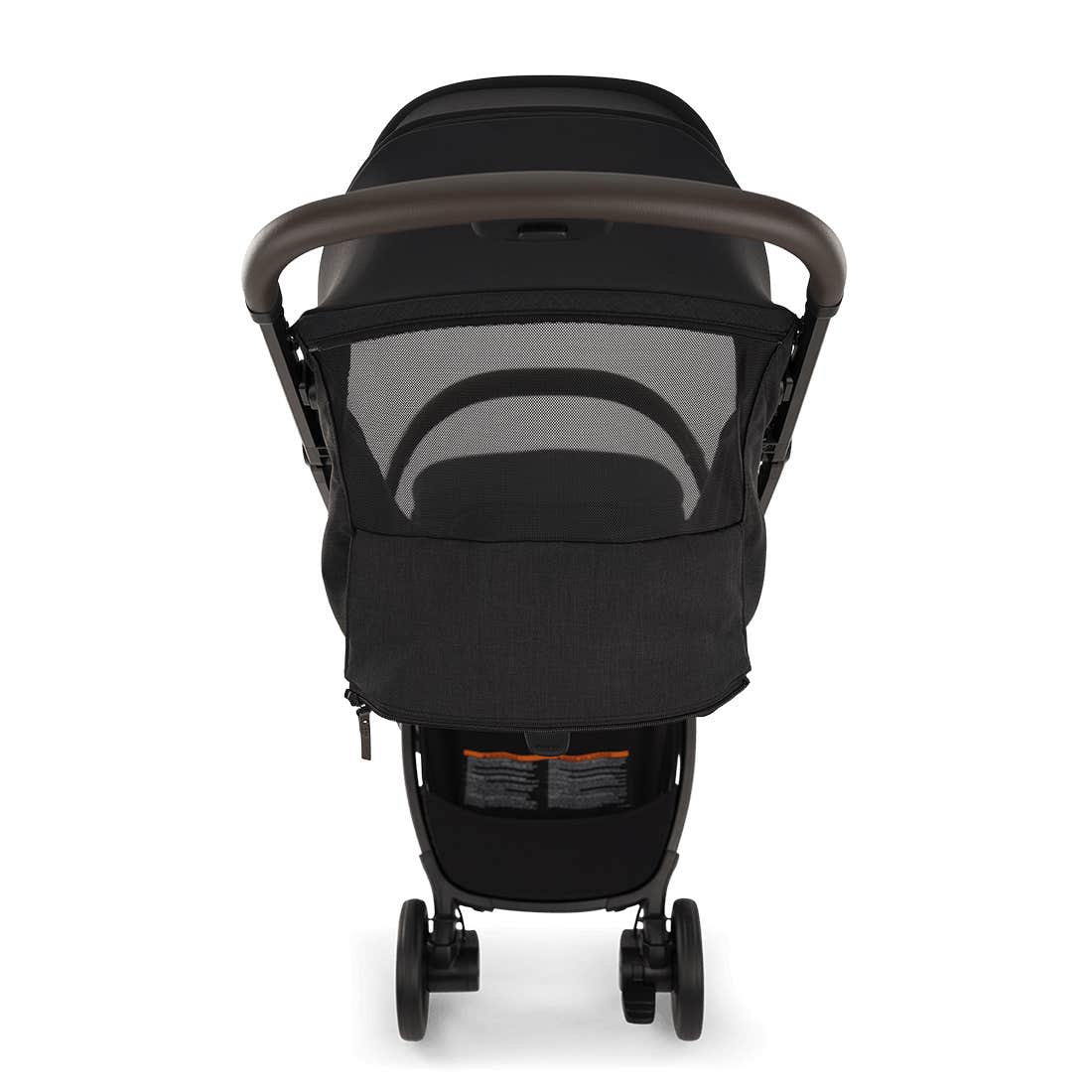 Black baby stroller on a white background