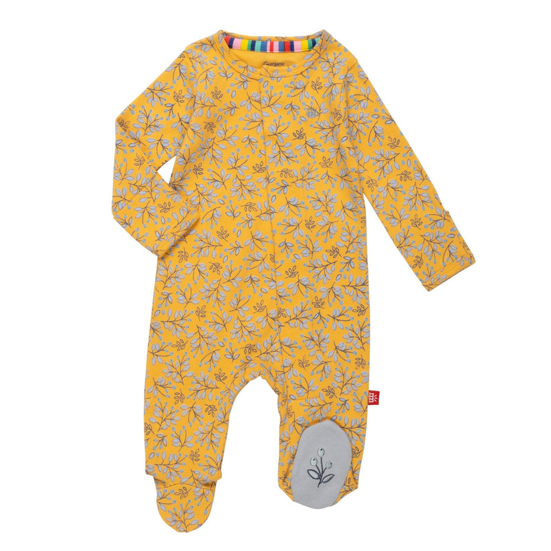 Olive My Love Organic Cotton Magnetic Ruffle Footie by Magnetic Me