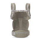 Baby carrier with beige and gray design on a white background