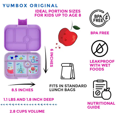 Yumbox Original 6 Compartment Leakproof Bento Box - Lulu Purple