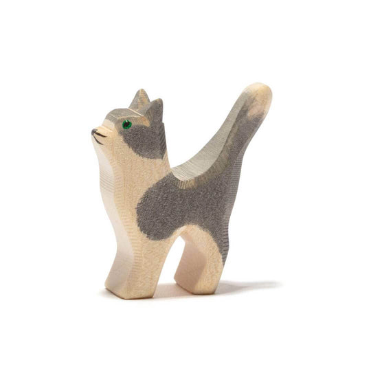 Cat - Head Up Grey/White by Ostheimer Wooden Toys