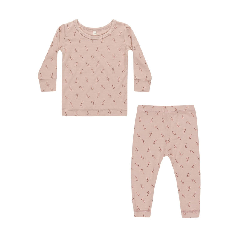 Bamboo Pajama Set Candy Cane - Blush by Quincy Mae