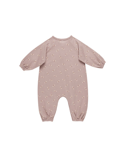 Henley Bubble Jumpsuit Butterflies - Mauve by Quincy Mae