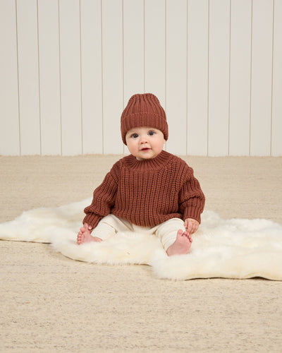 Chunky Knit Beanie - Cranberry by Quincy Mae