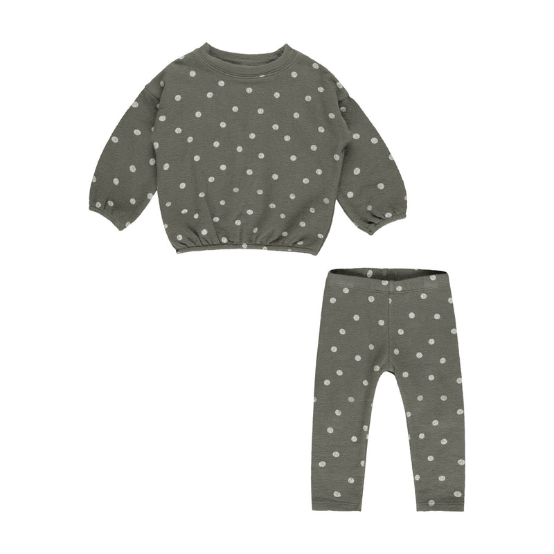 Spongey Knit Set Forest Polka Dot - Forest by Rylee + Cru