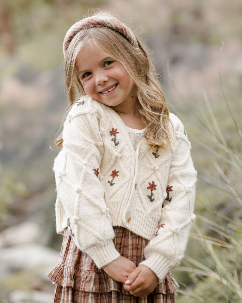 Boxy Cardigan Winter Floral Embroidery - Natural by Rylee + Cru