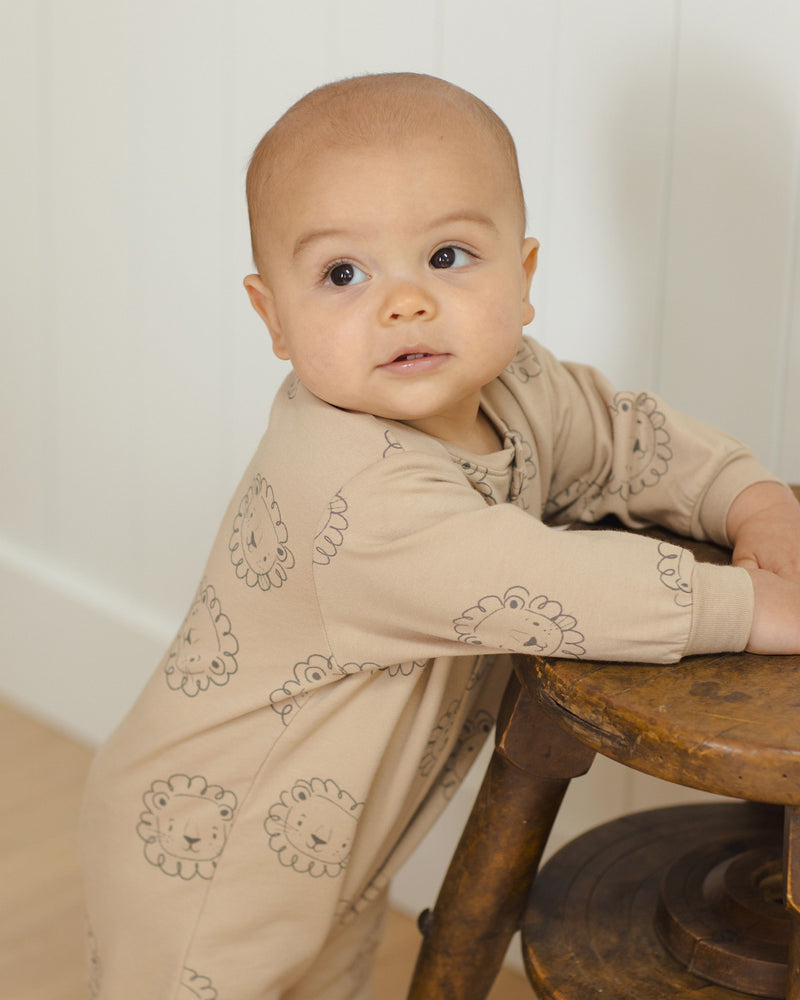 Relaxed Fleece Jumpsuit Lions - Latte by Quincy Mae