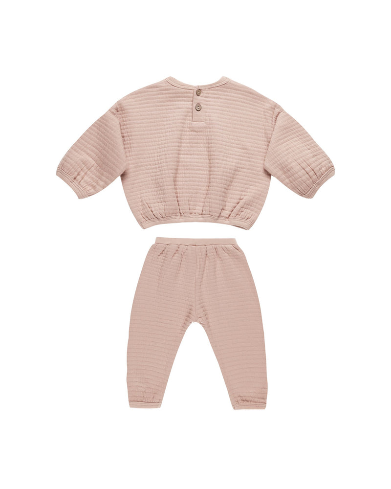 Textured Sweat Set - Blush by Quincy Mae