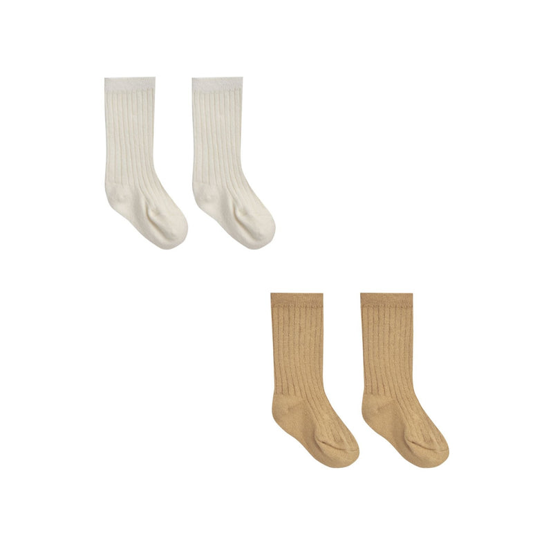 Socks Set of 2 - Ivory, Honey by Quincy Mae