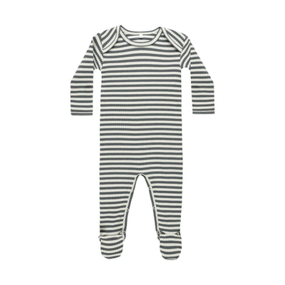 Ribbed Footie - Indigo Stripe  by Quincy Mae - FINAL SALE