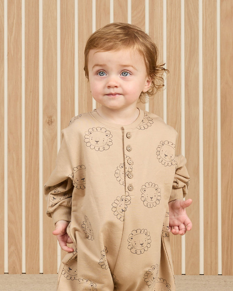 Relaxed Fleece Jumpsuit Lions - Latte by Quincy Mae