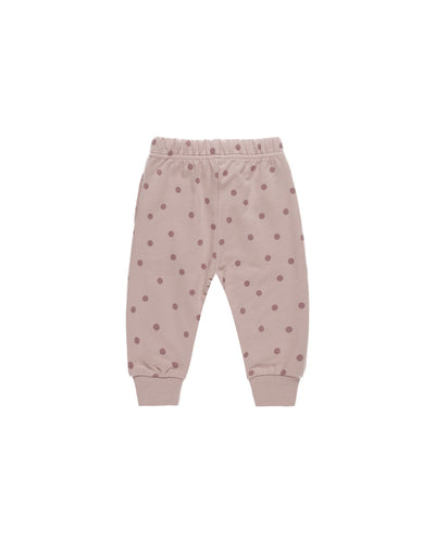 Relaxed Fleece Sweatpants Polka Dots - Mauve by Quincy Mae