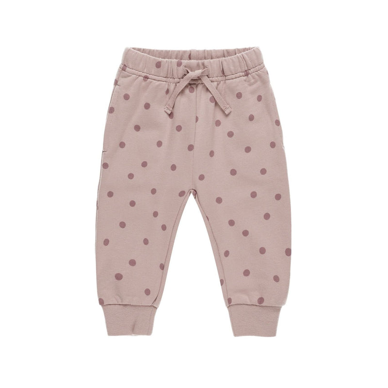 Relaxed Fleece Sweatpants Polka Dots - Mauve by Quincy Mae