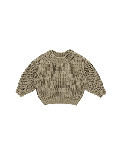 Chunky Knit Sweater - Olive by Quincy Mae