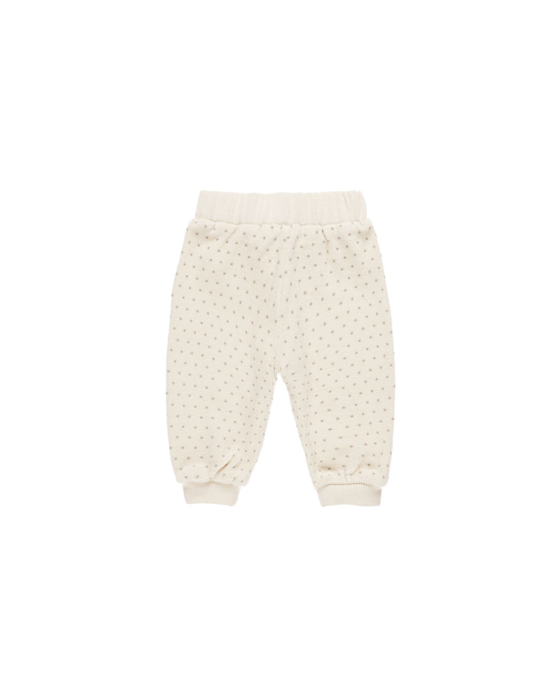 Velour Relaxed Sweatpant Polka Dot - Natural by Quincy Mae