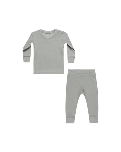 Waffle Top + Pant Set - Dusty Blue by Quincy Mae