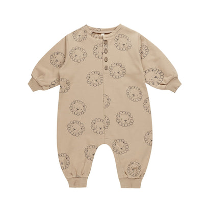 Relaxed Fleece Jumpsuit Lions - Latte by Quincy Mae