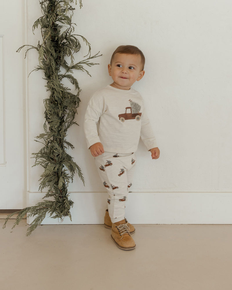 Long Sleeve Tee + Pant Set Trucks - Natural by Rylee + Cru