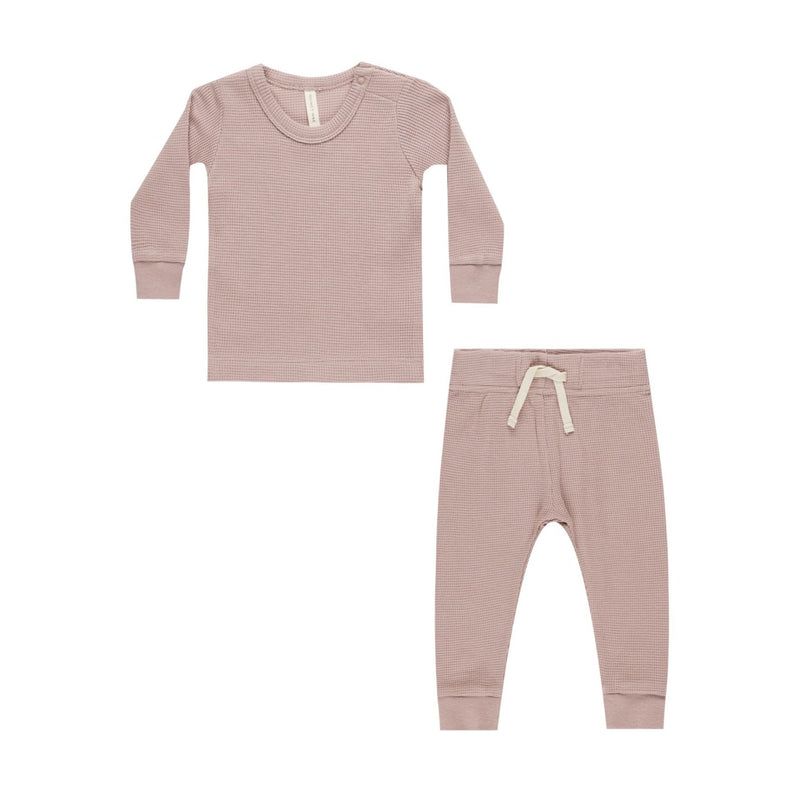 Waffle Top + Pant Set - Mauve by Quincy Mae