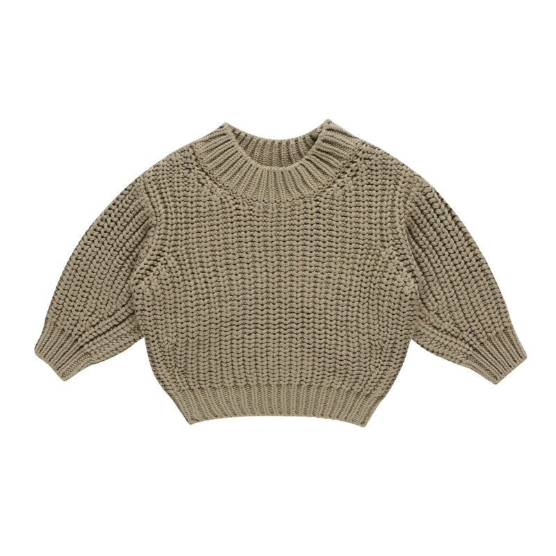 Chunky Knit Sweater - Olive by Quincy Mae