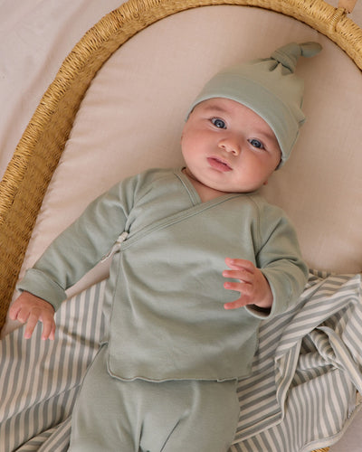Wrap Top + Footed Pant Set - Mint by Quincy Mae